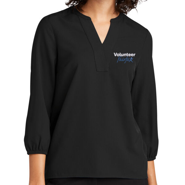 Volunteer Fairfax Embroidered - Women's Stretch Crepe 3/4 Sleeve Blouse Thumbnail